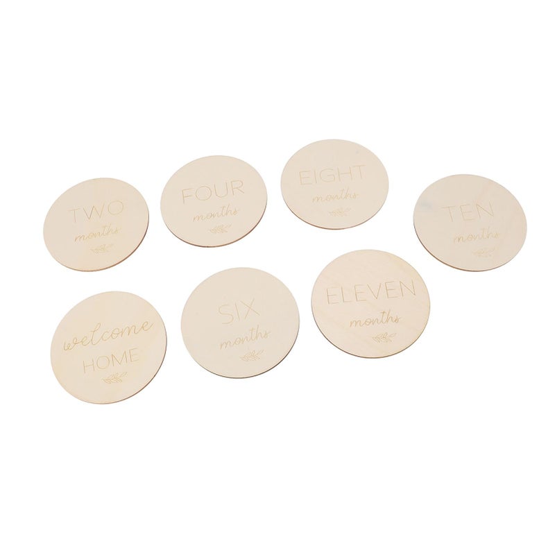 Baby Monthly Milestone Cards 7Pcs Wooden Disc Double Sided Photo Props - Image 4