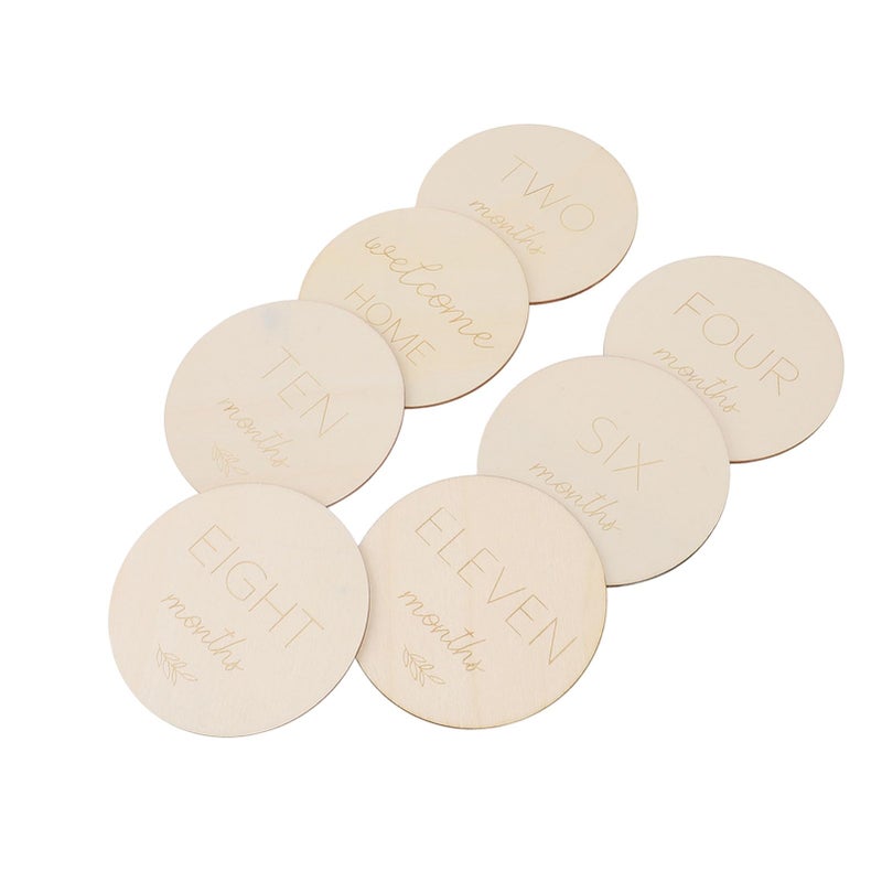 Baby Monthly Milestone Cards 7Pcs Wooden Disc Double Sided Photo Props - Image 5