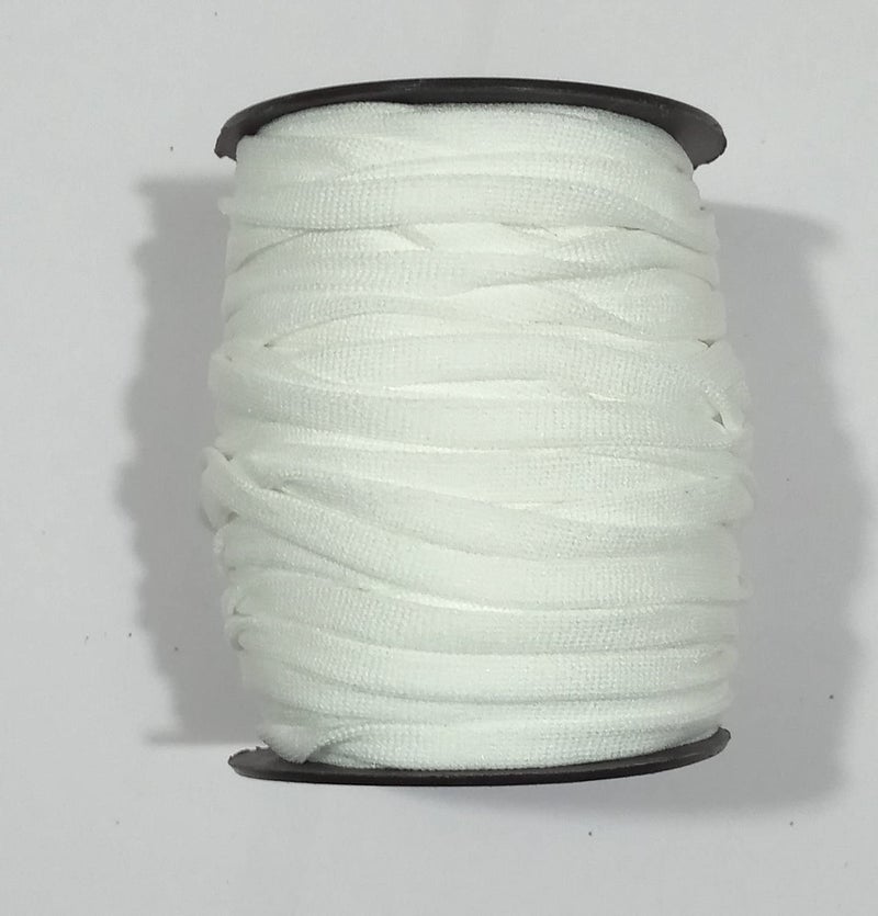 OMX Flat Tubular (10 Meters, 5mm) Knitted Spandex White Elastic Ear Loops for Making Masks and Other Projects in Spool Packing - Image 1