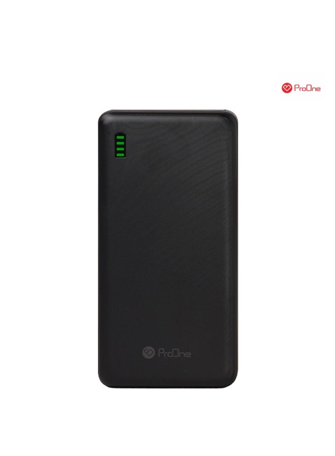 ProOne 20000mAh Power Bank (PPB5212), Fast Charging, Dual Output (USB-A + Type-C), Type-C & Micro Input, Portable Charger – Black - Image 2
