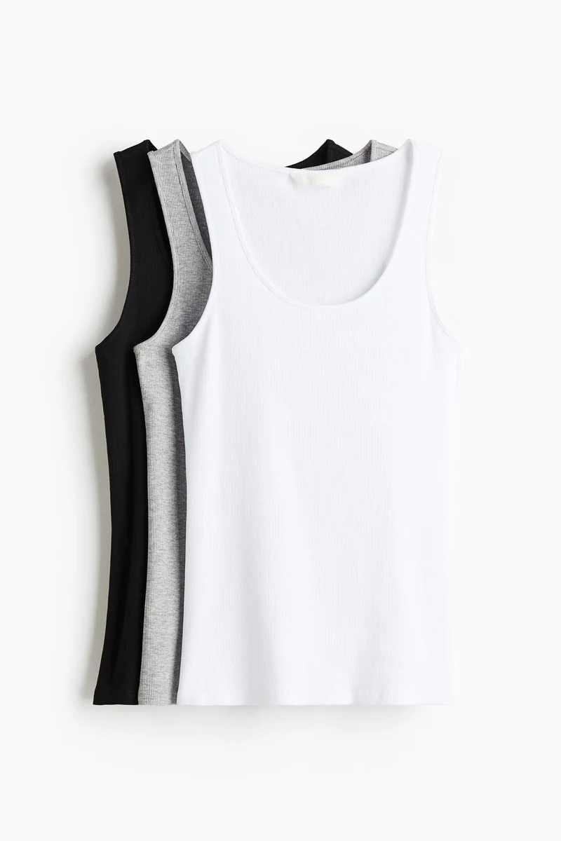 H&M 3-pack ribbed vest tops