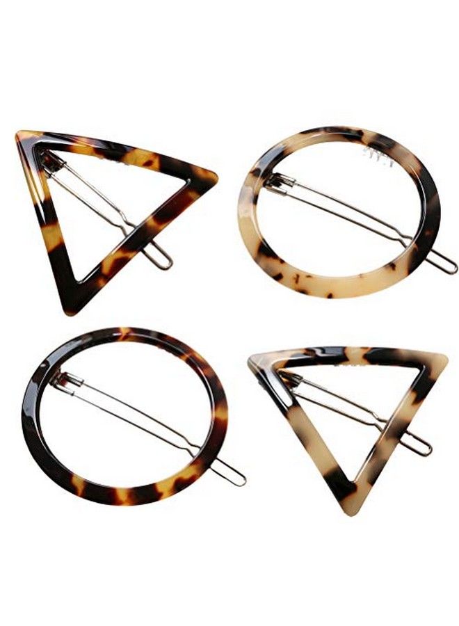 Lurrose 4 Pcs Acrylic Resin Hair Clips Geometric Hair Pins Triangular Circle Leopard Barrettes For Party Daily - Image 3