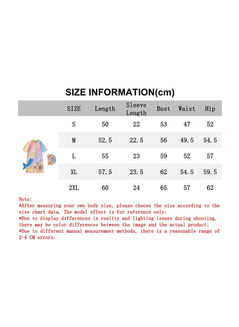 SISGL Children's Swimsuit For Girls Mermaid Design Short Sleeve With Cap One Piece Surfing Suit Baby Swimming Pool Girl Swimsuit - Image 3