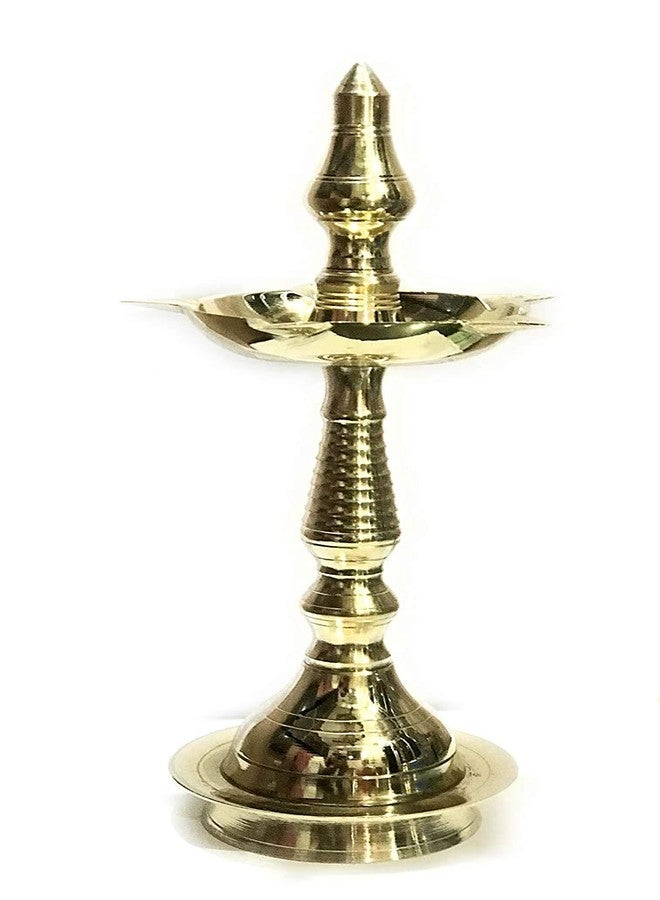 Brass Gallery معرض النحاس النحاسي Samayi Diwali Puja Oil Diya النحاس النقي الارتفاع 12 بوصة (ذهبي) - Image 3