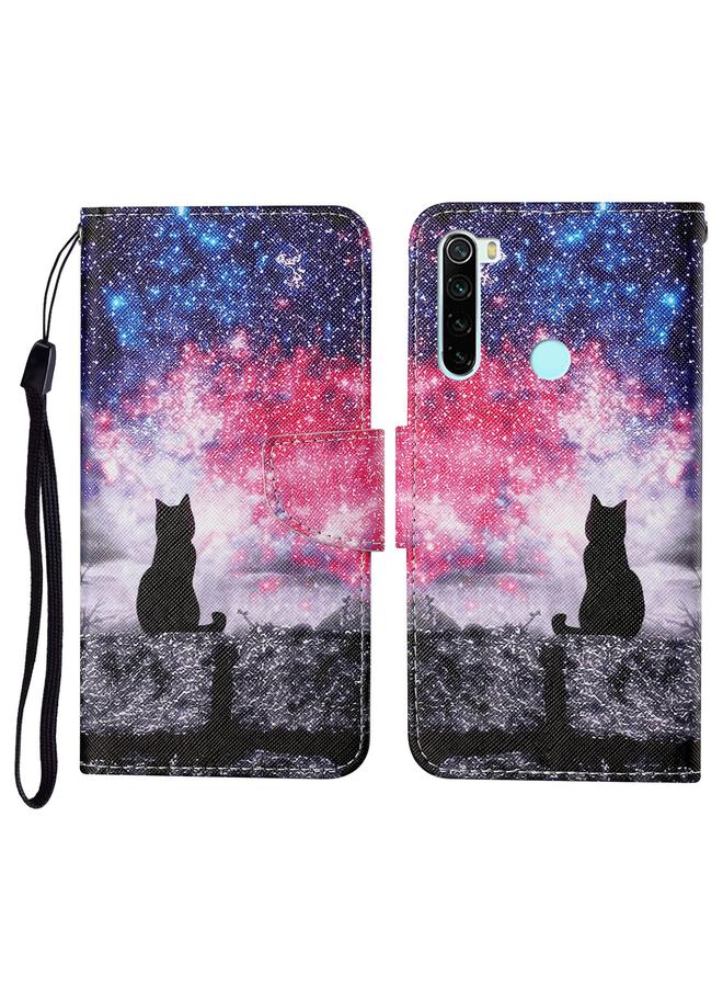 The Bros Case For Xiaomi Redmi Note 8 Colored Drawing Pattern Horizontal Flip Leather Case with Holder & Card Slots & Wallet & Lanyard