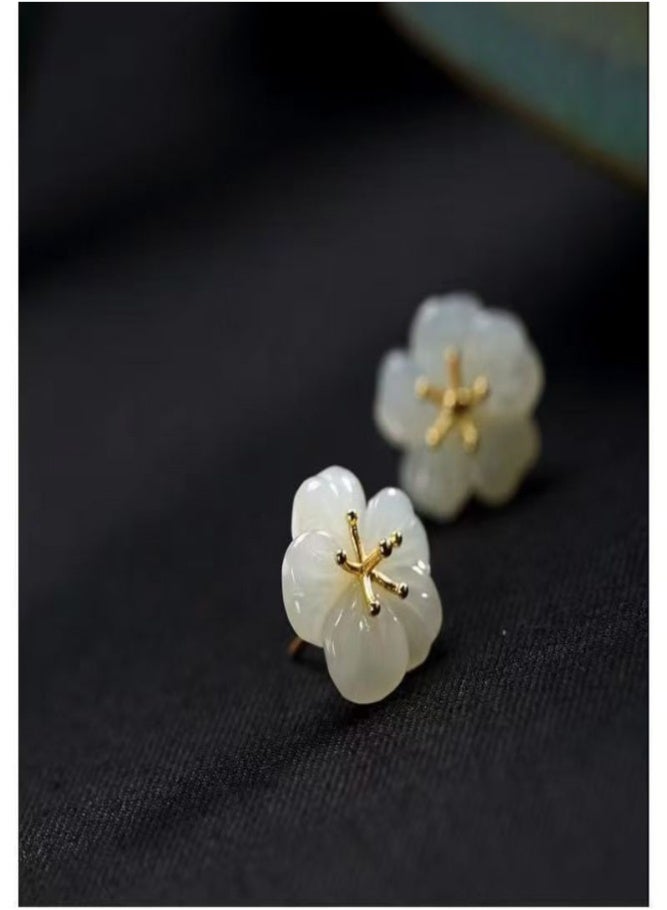 Delicate Plum Blossom Stud Earrings - Image 2
