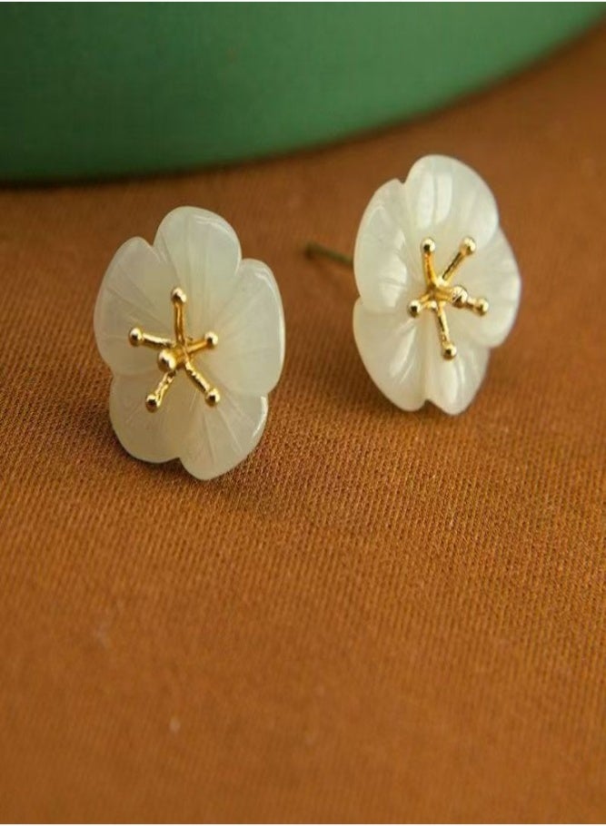 Delicate Plum Blossom Stud Earrings - Image 4