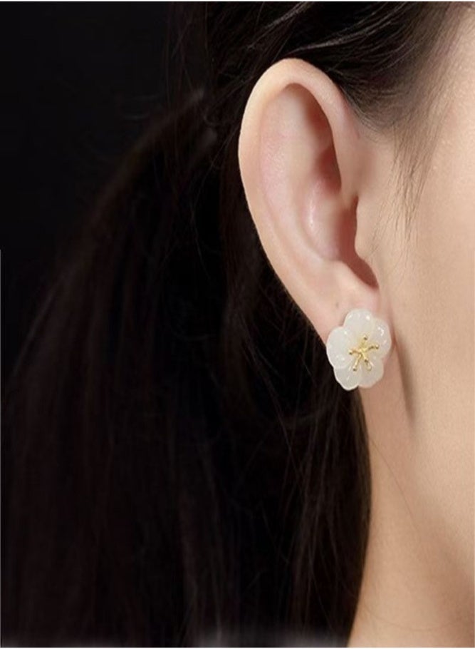 Delicate Plum Blossom Stud Earrings - Image 5