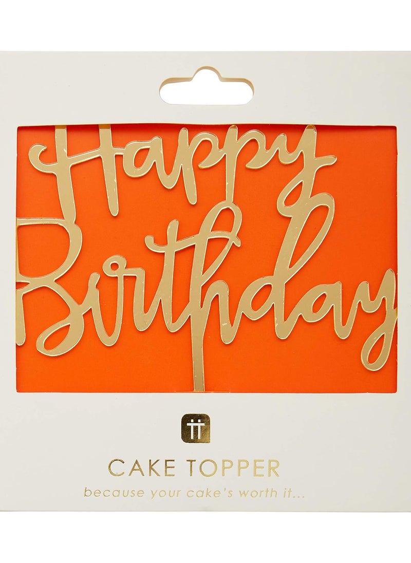 Generic - Acrylic Happy Birthday Cake Topper, Gold - Image 1