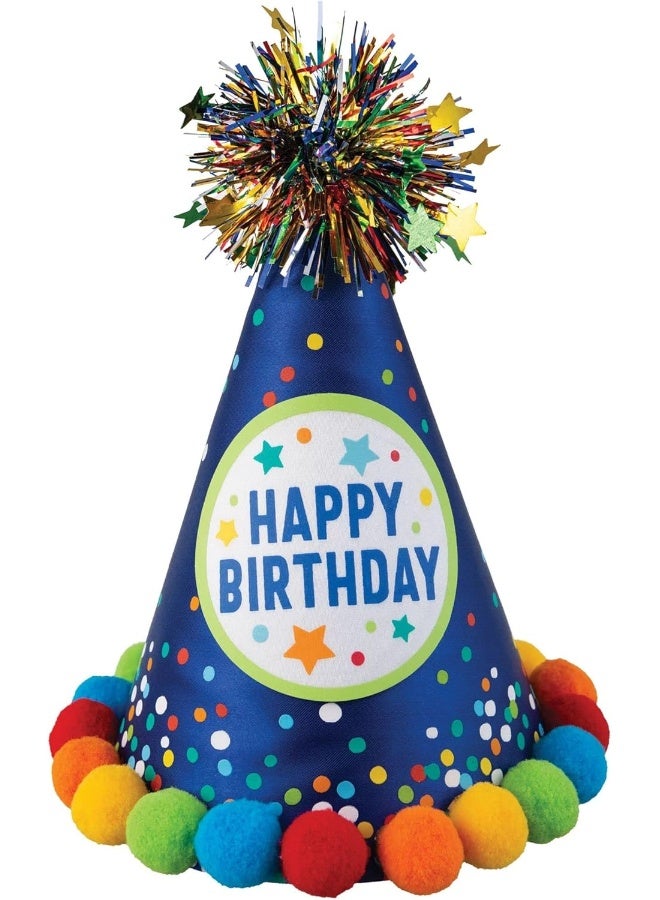 Amscan Primary Birthday Cone Hat - 8 1/4" x 6 1/4" | Blue | 1 Pc.