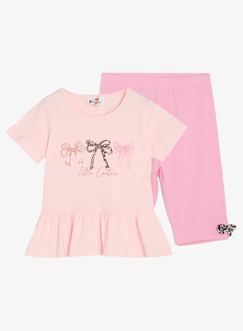 Pinata Bow Print Cotton Top and Leggings Set - Image 2
