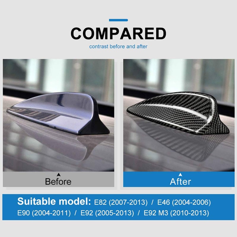 AIRSPEED Black Carbon Fiber Car Shark Fin Antenna Cover Radio Signal Base for BMW E82 E46 E90 E92 M3 Accessories (7.6'') - Image 4