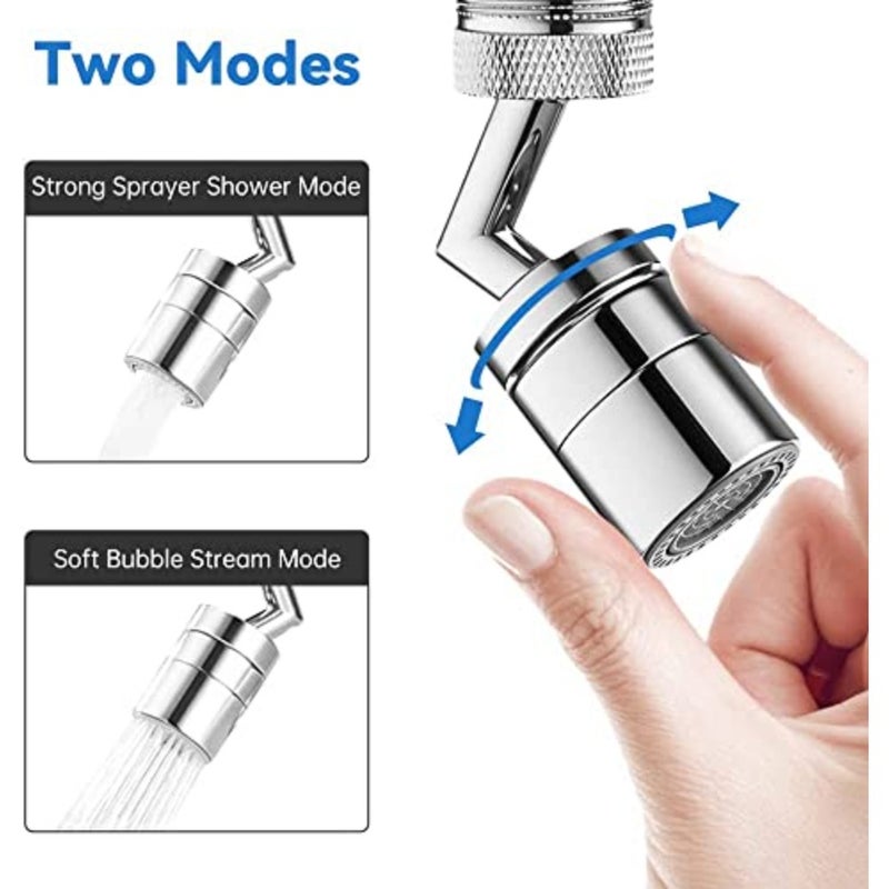 Universal Sink Faucet Aerator, 720° Rotatable Dual-Mode Leak-Proof Anti-Splash Bathroom Kitchen Sink Faucet Sprayer Head Splash Filter Faucet, Male Thread Aerator with Female Adapter - Image 3