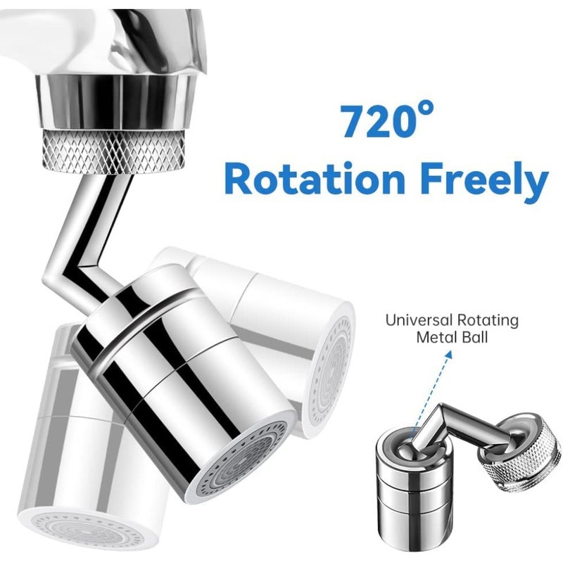Universal Sink Faucet Aerator, 720° Rotatable Dual-Mode Leak-Proof Anti-Splash Bathroom Kitchen Sink Faucet Sprayer Head Splash Filter Faucet, Male Thread Aerator with Female Adapter - Image 2