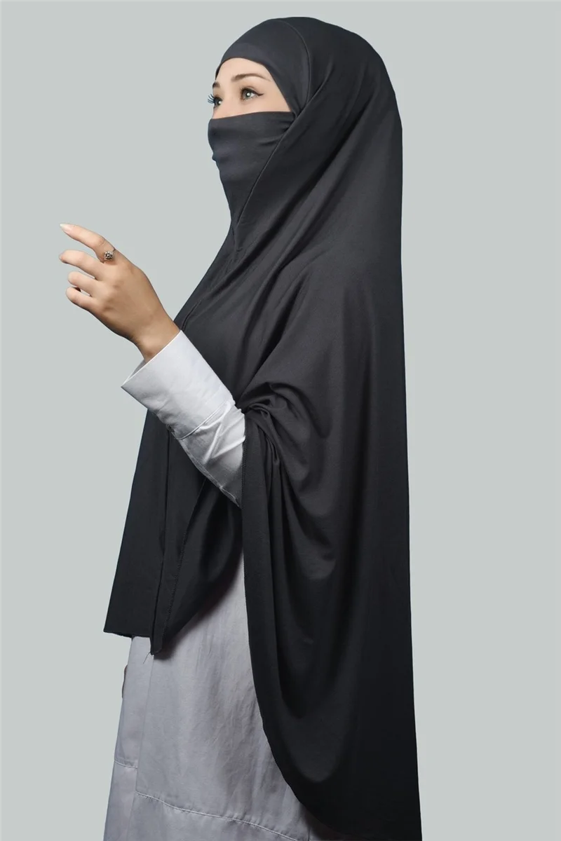 Altobeh Ready-made Turban Practical Scarf with Veil Hijab Nikap Hijab - Prayer Cover Soufflé (5Xl) - Smoked