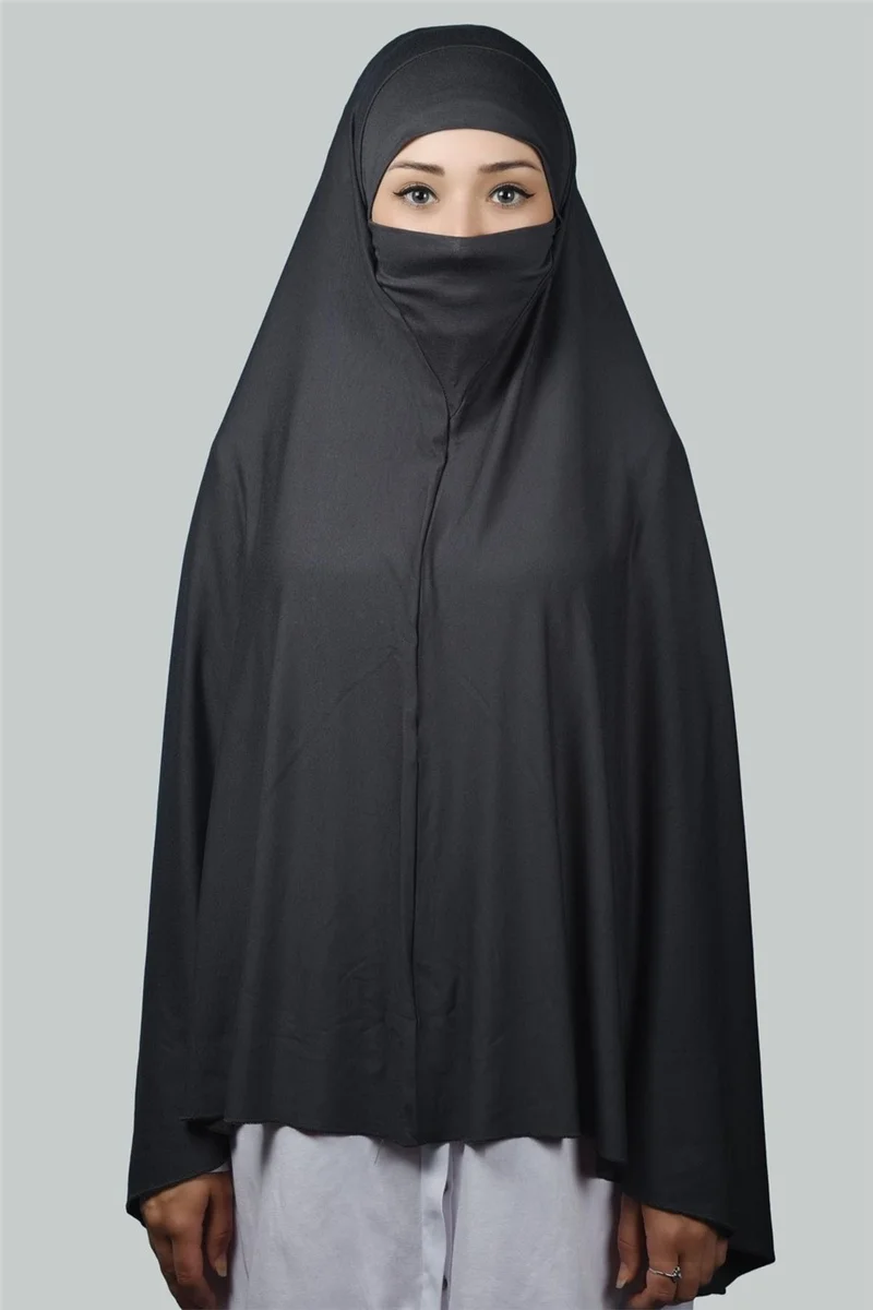 Altobeh Ready-made Turban Practical Scarf with Veil Hijab Nikap Hijab - Prayer Cover Soufflé (5Xl) - Smoked