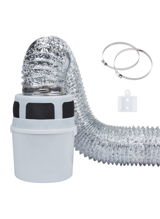 VIWINVELA 3 IN 1 Indoor Dryer Vent Kit Filter Bucket for Electric Dryer with 4-Inch by 5-Feet Proflex Duct (Silver) - Image 1