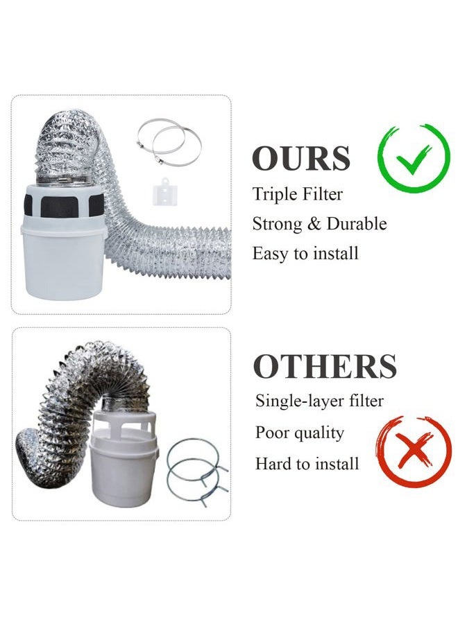VIWINVELA 3 IN 1 Indoor Dryer Vent Kit Filter Bucket for Electric Dryer with 4-Inch by 5-Feet Proflex Duct (Silver) - Image 3