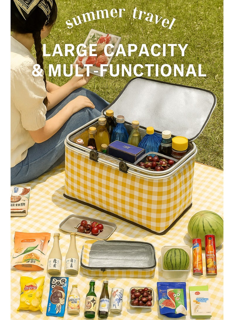 Summer Travel Outdoor 28L Keepcold Picnic Icebox（yellow）  - Image 1
