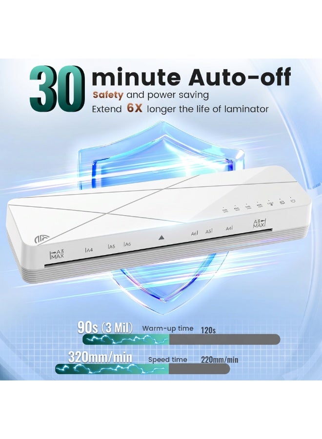 FN Laminator Machine A3 Laminating Machine with Laminating Sheets, 5-in-1 Lamination Machine with 6 Laminating Modes and Auto-Off for Home Office Schoo,White - Image 3