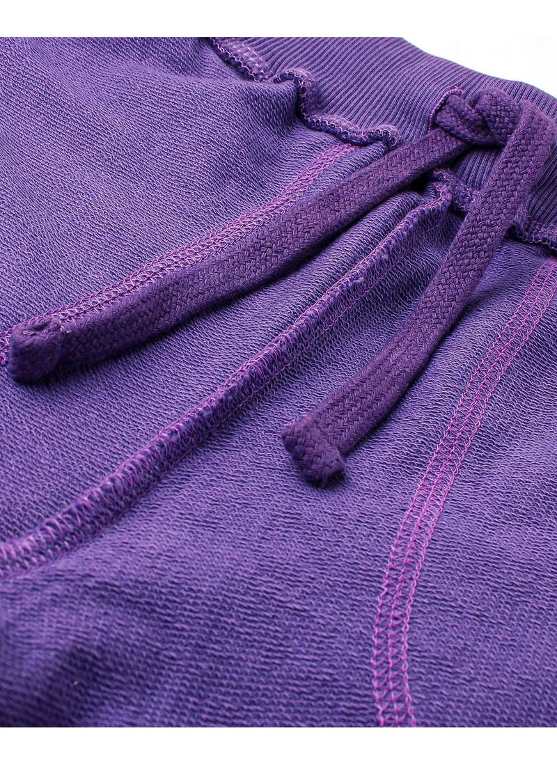 Generic Honeyhap Premium Cotton Looper Ankle Length Lounge Pants with Bio Finish & Stars Printed - Prism Violet  - Image 4