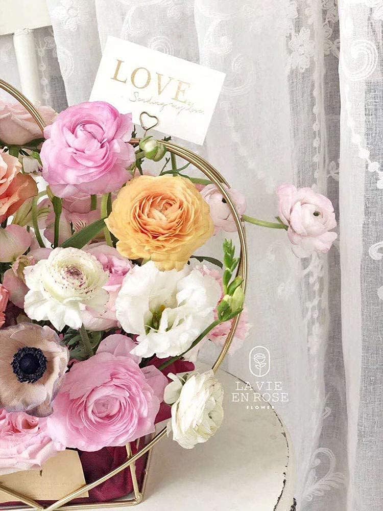 H&W 12''L Golden Heart Loop Round Shape Card Holders 40PCS Floral Picks Clips for Wedding & Flower Arrangements, DIY Craft Wire Clip Table Card Holders Note Photo Picture Memo Holder Cake Topper - Image 5
