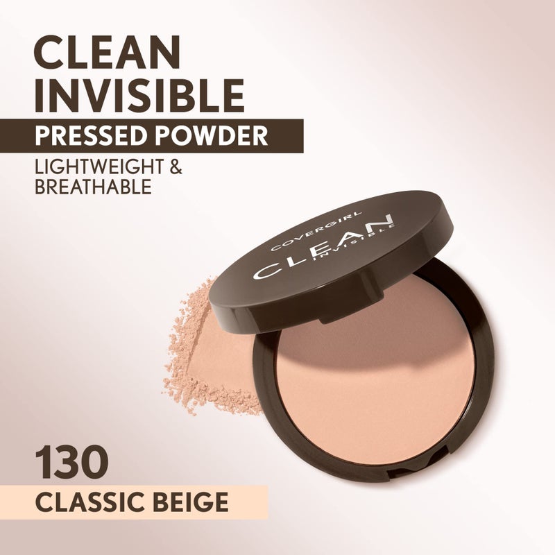 Covergirl Clean Invisible Pressed Powder, Lightweight, Breathable, Vegan Formula, 130 - Classic Beige, 0.38oz - Image 2