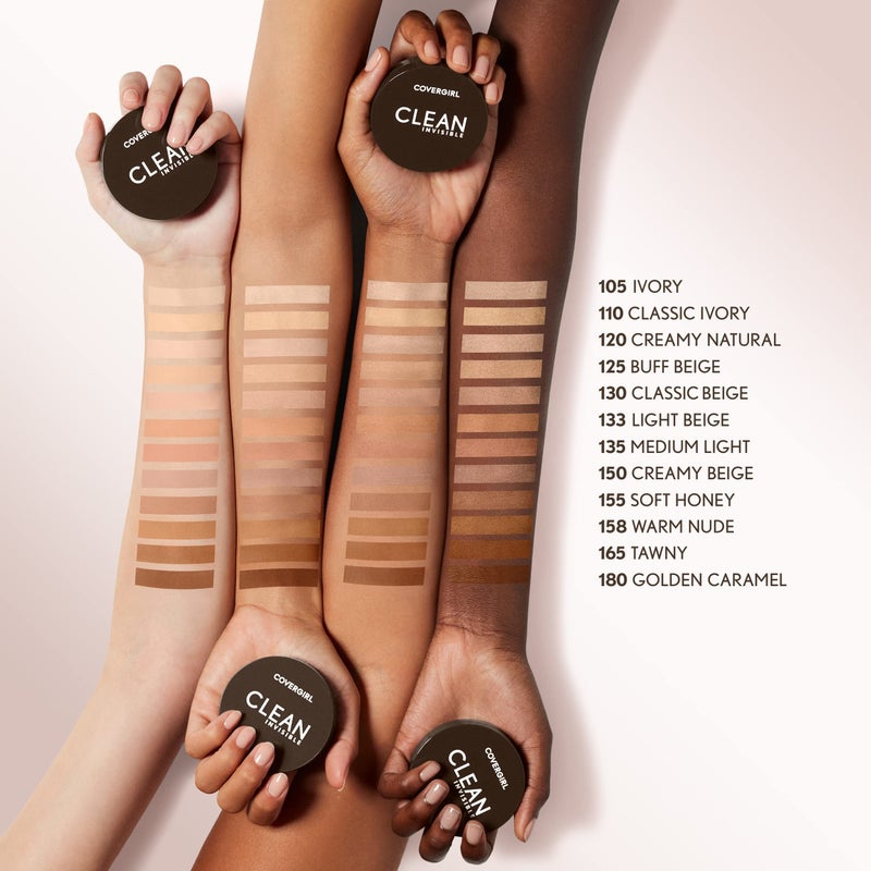 Covergirl Clean Invisible Pressed Powder, Lightweight, Breathable, Vegan Formula, 130 - Classic Beige, 0.38oz - Image 4