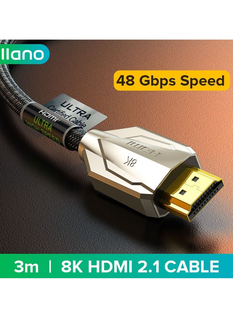 HDMI 2.1 Cable 8K/60Hz 4K/120Hz 2K144Hz Ultra High-Speed 48Gbps Cable 3D HDR Cable For PC Laptop HDTV PS5 PS4 Splitter Switch Audio Video - 3M