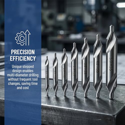 EMSTAR 7 PCS Center Drill Bit Set, M2 High Speed Steel 60° Center Drill Bits for Metal Lathe, Centering Drill Bit Size 1.0 1.5 2.0 2.5 3.0 4.0 5.0 - Image 5
