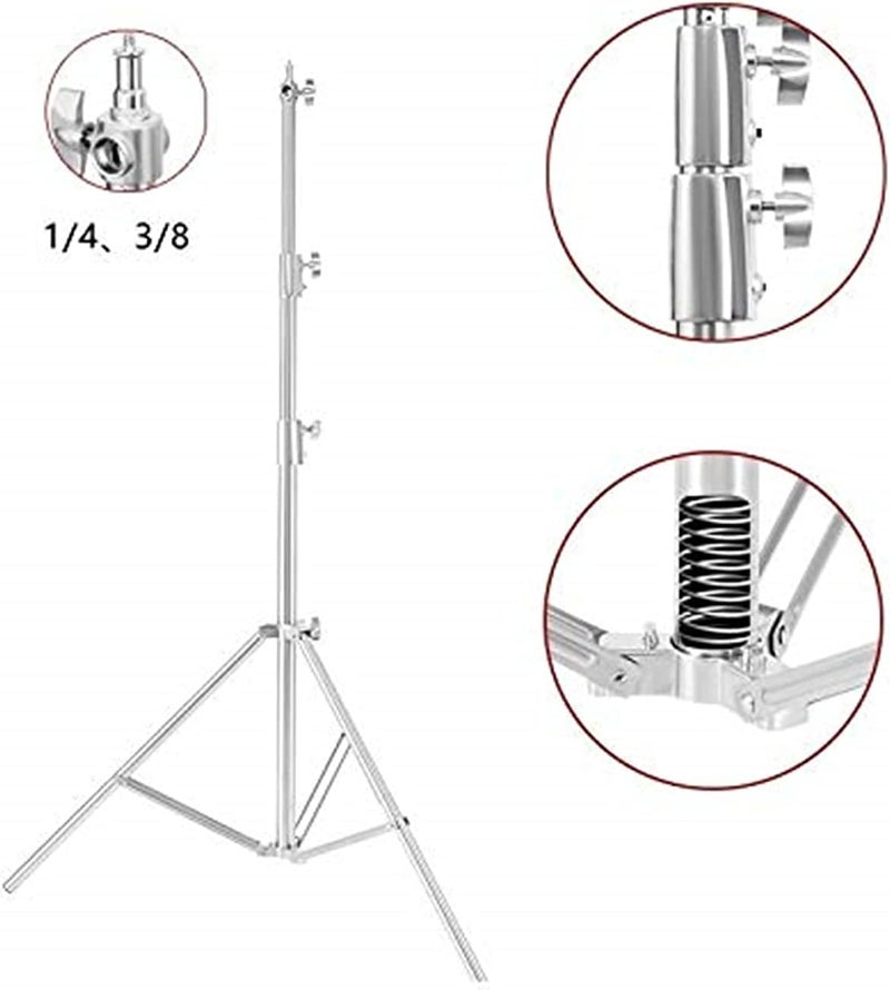 eWINNER Stainless Steel Heavy Duty Light Stand 110"/280CM with 1/4-inch to 3/8-inch Universal Adapter for Photo Studio Softbox, Strobe Flash Monolight and Other Photographic Equipment (Silver) - Image 5