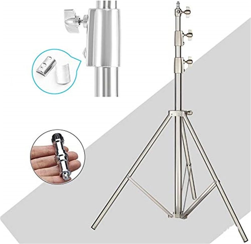 eWINNER Stainless Steel Heavy Duty Light Stand 110"/280CM with 1/4-inch to 3/8-inch Universal Adapter for Photo Studio Softbox, Strobe Flash Monolight and Other Photographic Equipment (Silver) - Image 2