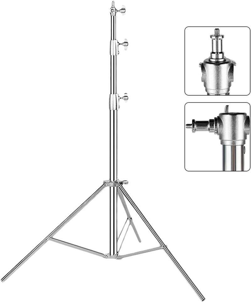 eWINNER Stainless Steel Heavy Duty Light Stand 110"/280CM with 1/4-inch to 3/8-inch Universal Adapter for Photo Studio Softbox, Strobe Flash Monolight and Other Photographic Equipment (Silver) - Image 1