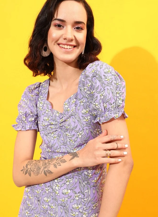 STREET 9 Floral Printed A-Line Dress for Women
