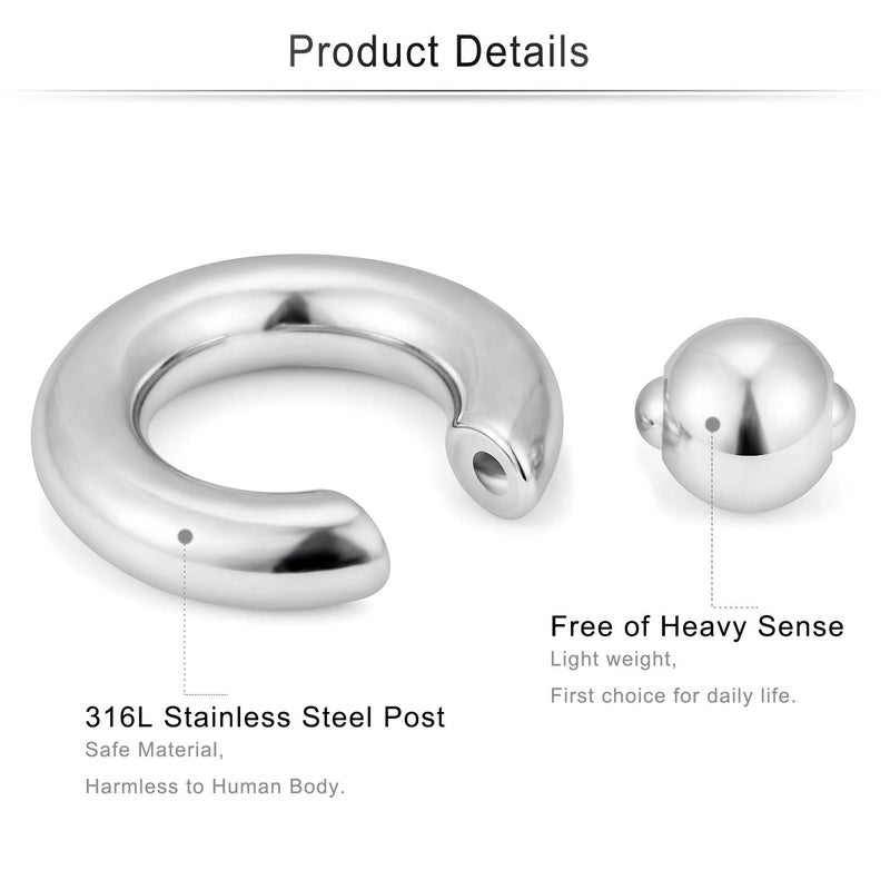 Cisyozi 8G Septum Rings Jewelry Large Ear Earrings Gauges Septum Stretcher kit 8gauge Surgical Stainless Steel Big Wide Septum Nose Earrings Gauges Tunnel Plug Hoop Stretch Piercing Jewelry Women Men - Image 3
