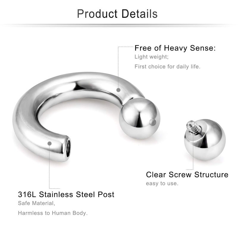 Cisyozi 8G Septum Rings Jewelry Large Ear Earrings Gauges Septum Stretcher kit 8gauge Surgical Stainless Steel Big Wide Septum Nose Earrings Gauges Tunnel Plug Hoop Stretch Piercing Jewelry Women Men - Image 4