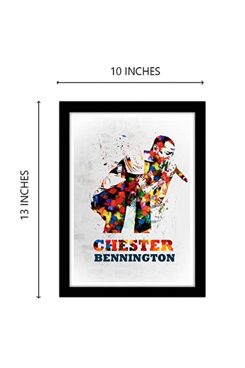 GRAY WALL Chester Bennington Linkin Park Popart Framed Poster, Multicolour, Print, 10inch x 13inch for Room Office Wall - Image 5