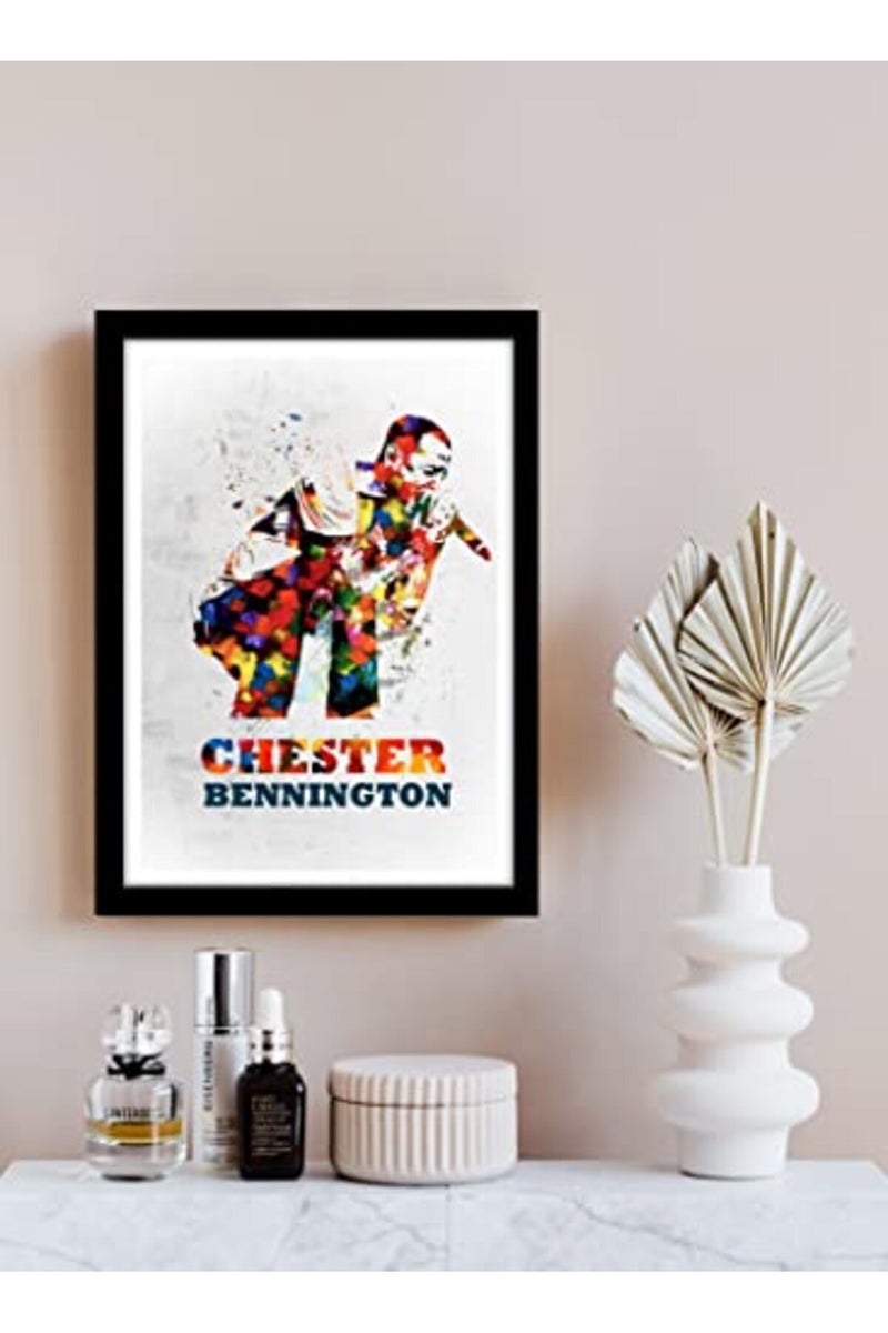 GRAY WALL Chester Bennington Linkin Park Popart Framed Poster, Multicolour, Print, 10inch x 13inch for Room Office Wall - Image 2