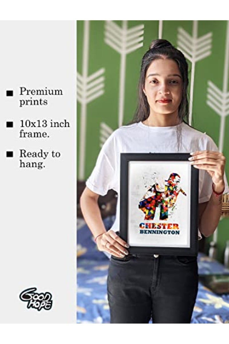 GRAY WALL Chester Bennington Linkin Park Popart Framed Poster, Multicolour, Print, 10inch x 13inch for Room Office Wall - Image 3