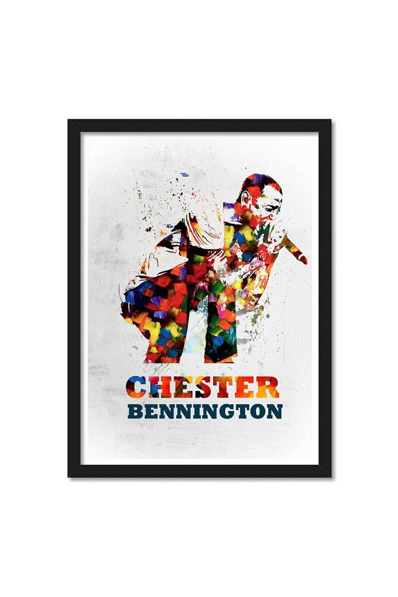 GRAY WALL Chester Bennington Linkin Park Popart Framed Poster, Multicolour, Print, 10inch x 13inch for Room Office Wall - Image 1