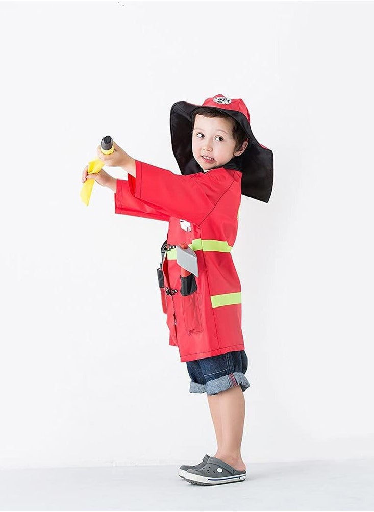 General - Kids Firefighter Costume, Toddler Fireman Dress up, Fire Pretend Chief Outfit, Role Play Career Suit W/Walkie Talkie Hose, Party Birthday Gift for 3 4 5 6 7 Year Old Boy Girl - Image 1