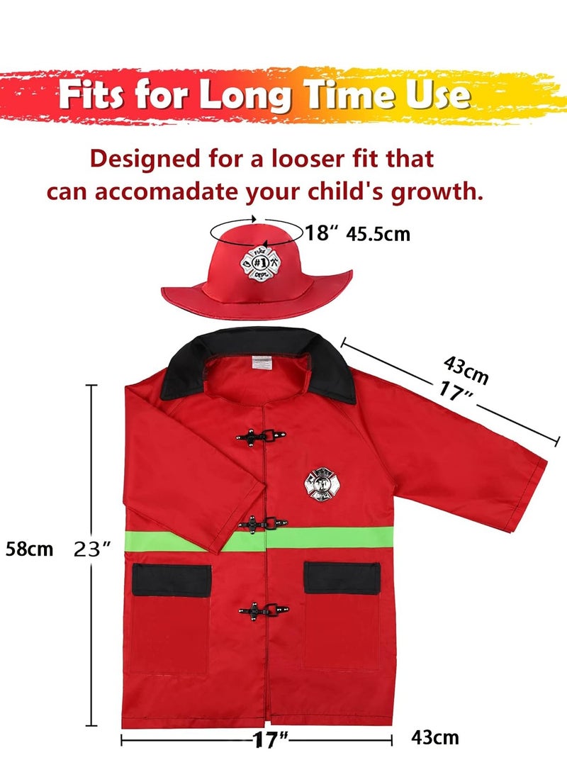General - Kids Firefighter Costume, Toddler Fireman Dress up, Fire Pretend Chief Outfit, Role Play Career Suit W/Walkie Talkie Hose, Party Birthday Gift for 3 4 5 6 7 Year Old Boy Girl - Image 1