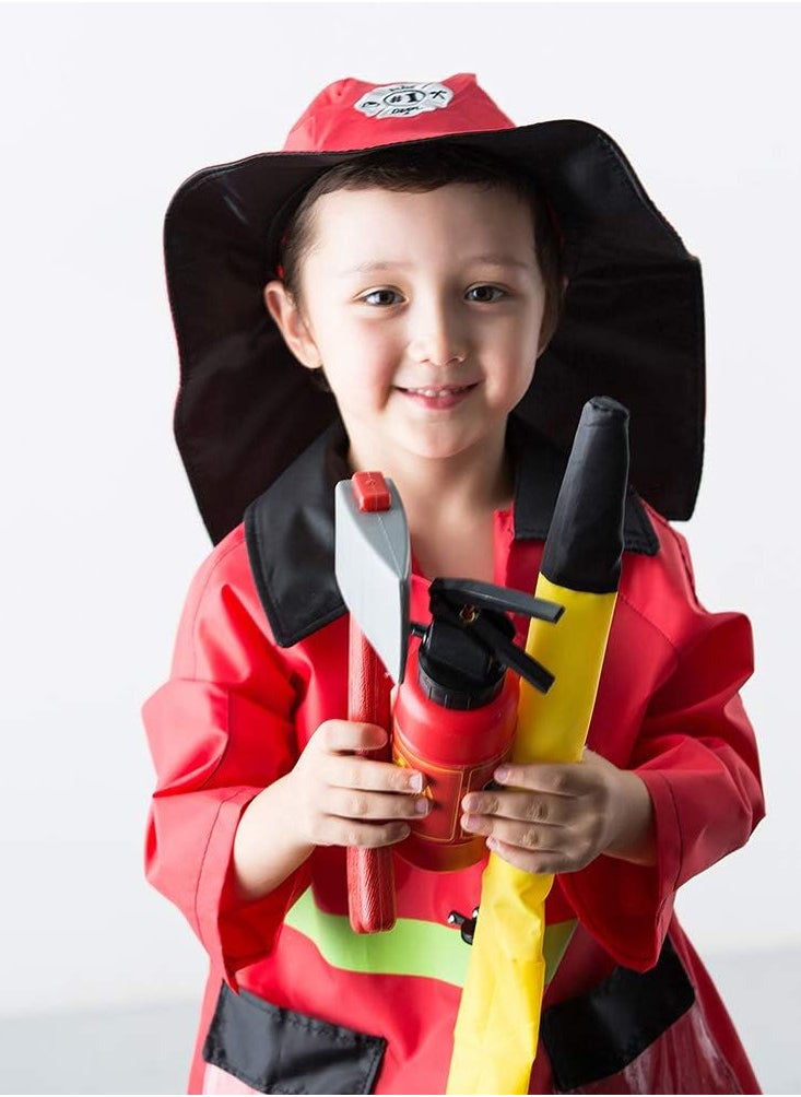 General - Kids Firefighter Costume, Toddler Fireman Dress up, Fire Pretend Chief Outfit, Role Play Career Suit W/Walkie Talkie Hose, Party Birthday Gift for 3 4 5 6 7 Year Old Boy Girl - Image 1