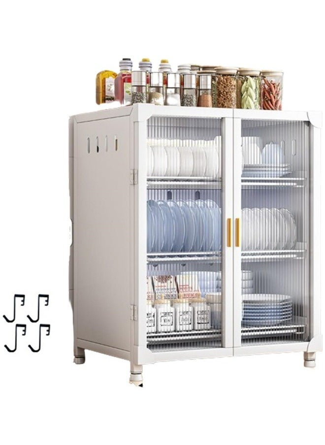 GGEROU - Kitchen Pantry Sideboard Countertop Organizer,Freestanding Countertop Storage Cabinet for Dish/Bowl/Console Dining Cupboard, Cupboard Dish Drying Rack Utensil Holder (White, 3-Tier) - Image 1