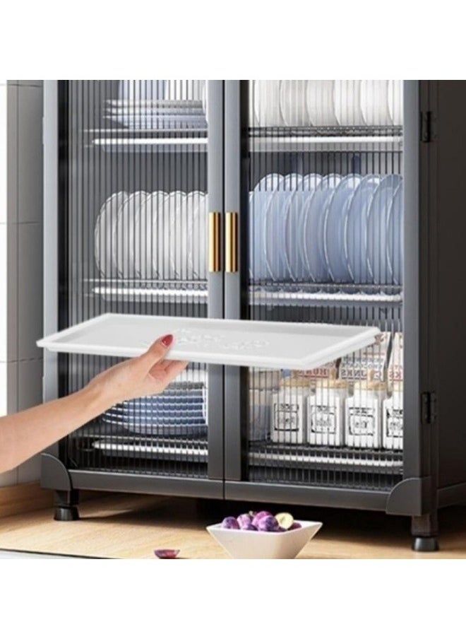 GGEROU - Kitchen Pantry Sideboard Countertop Organizer,Freestanding Countertop Storage Cabinet for Dish/Bowl/Console Dining Cupboard, Cupboard Dish Drying Rack Utensil Holder (White, 3-Tier) - Image 1