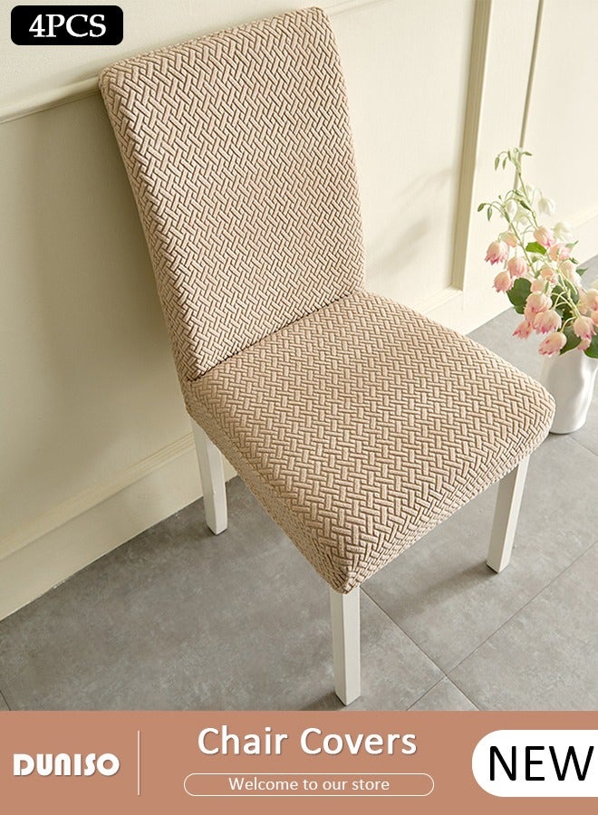DUNISO 4 Packs Chair Covers, Stretch Jacquard Dining Chair Slipcovers, Removable Washable Chair Protector, Elastic Chair Protector Seat Covers for Hotel Dining Room Ceremony Banquet Wedding Party  - Image 1