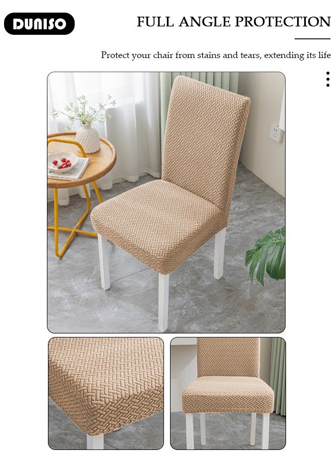 DUNISO 4 Packs Chair Covers, Stretch Jacquard Dining Chair Slipcovers, Removable Washable Chair Protector, Elastic Chair Protector Seat Covers for Hotel Dining Room Ceremony Banquet Wedding Party  - Image 5