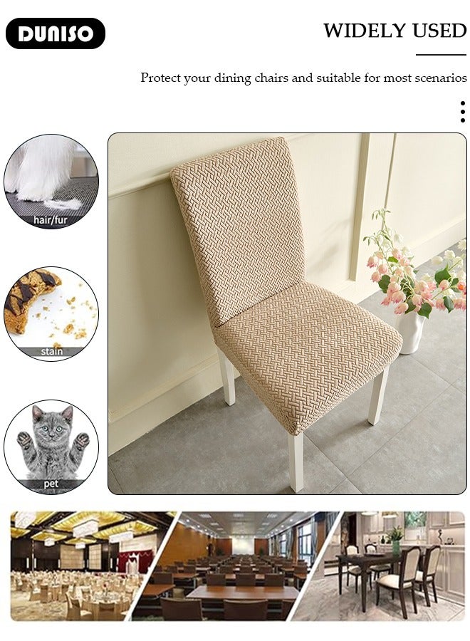 DUNISO 4 Packs Chair Covers, Stretch Jacquard Dining Chair Slipcovers, Removable Washable Chair Protector, Elastic Chair Protector Seat Covers for Hotel Dining Room Ceremony Banquet Wedding Party  - Image 2