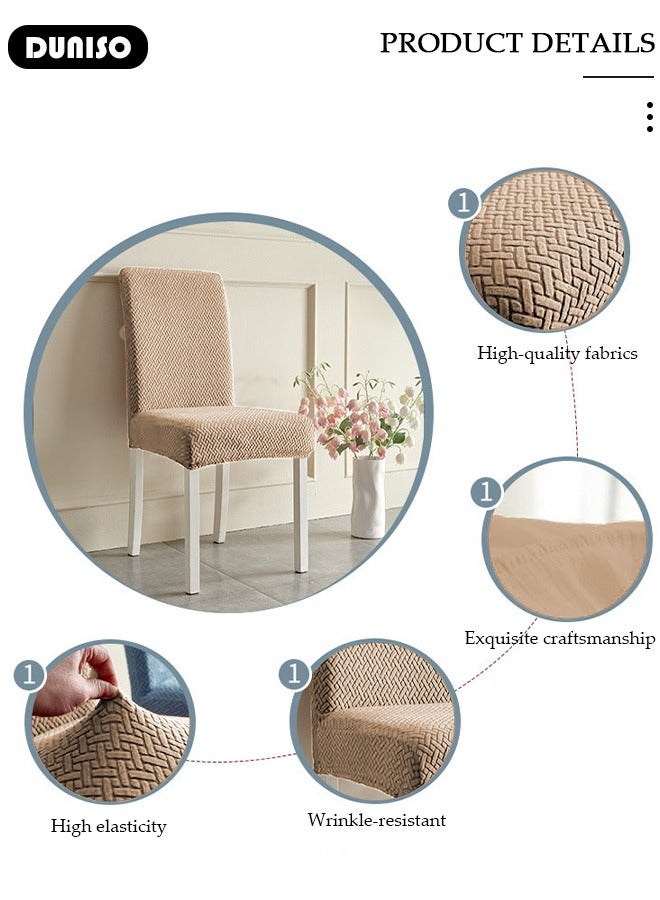 DUNISO 4 Packs Chair Covers, Stretch Jacquard Dining Chair Slipcovers, Removable Washable Chair Protector, Elastic Chair Protector Seat Covers for Hotel Dining Room Ceremony Banquet Wedding Party  - Image 3