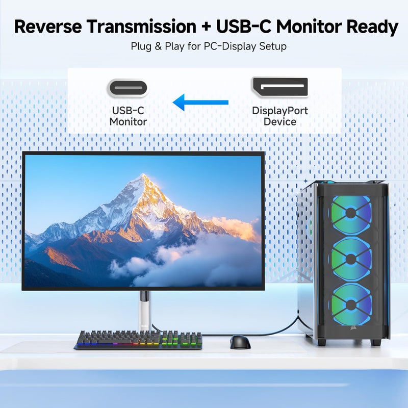 Cable Matters 40Gbps Bi-Directional USB-C to DisplayPort 2.1 Cable - 1.8m / 6ft, DP40 (UHBR10), 8K@120Hz / 4K@480Hz, DisplayPort to USB C Cable for DP Alt Mode Devices (No Power Delivery) - Image 5